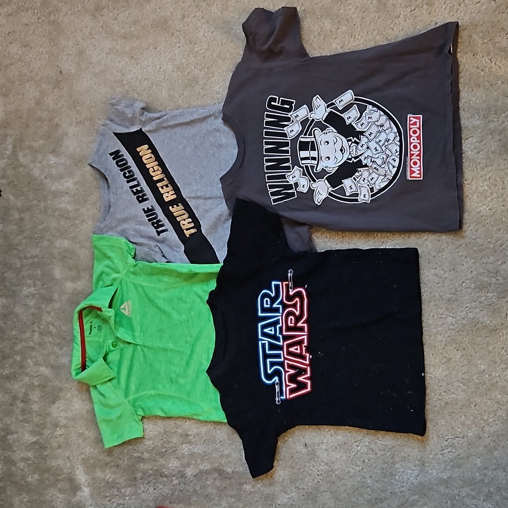 Boys Kids t-shirts and reebok polo True Religion star wars